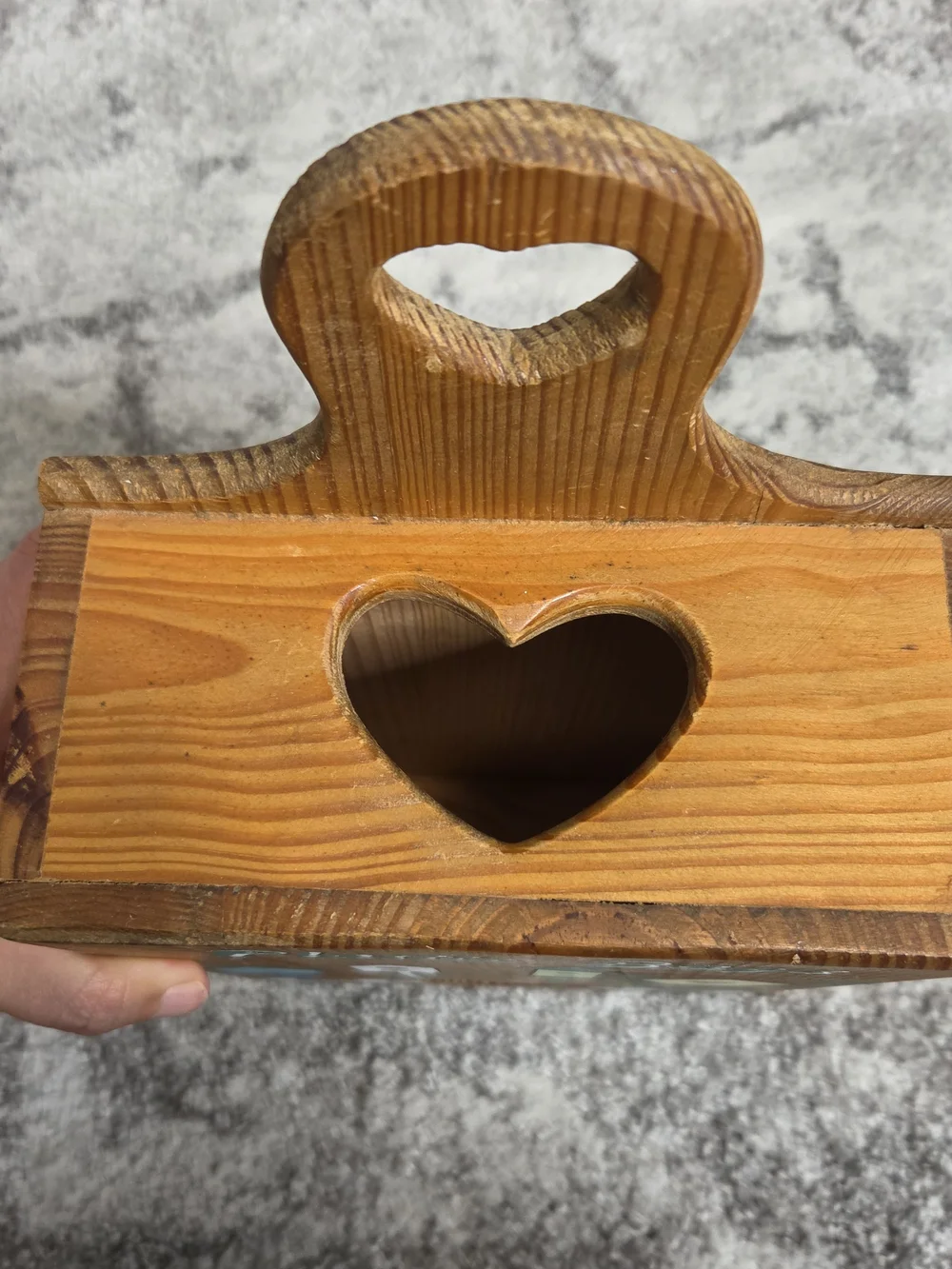 Wooden 'Plastic Bags' Storage Box with Heart Cutout - Natural 15